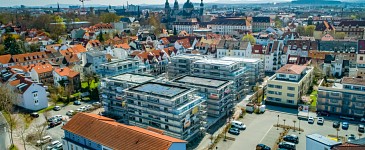 In der Langenbrückenstraße befindet sich der mehrteilige Gebäudekomplex. Noch herrscht hier Baustelle